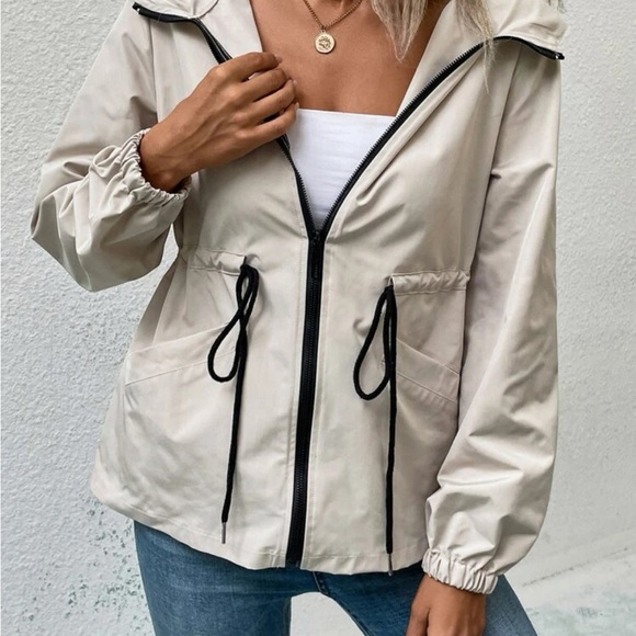 SHEIN LUNE Drawstring Waist Zip-up Hooded Jacket - Picture 4 of 4